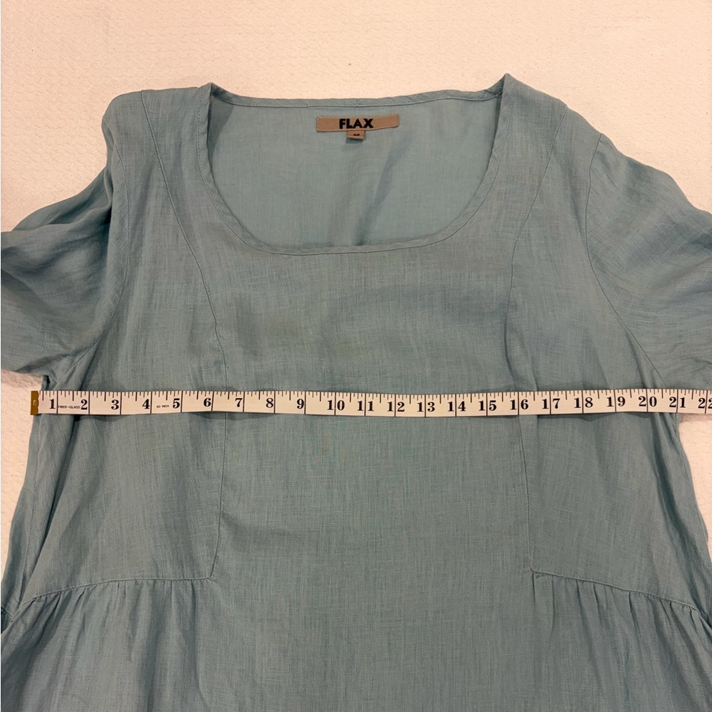 Flax 100% Linen Pastel Blue Boxy Tunic Top Size Medium Coastal Lagenlook - Picture 7 of 16